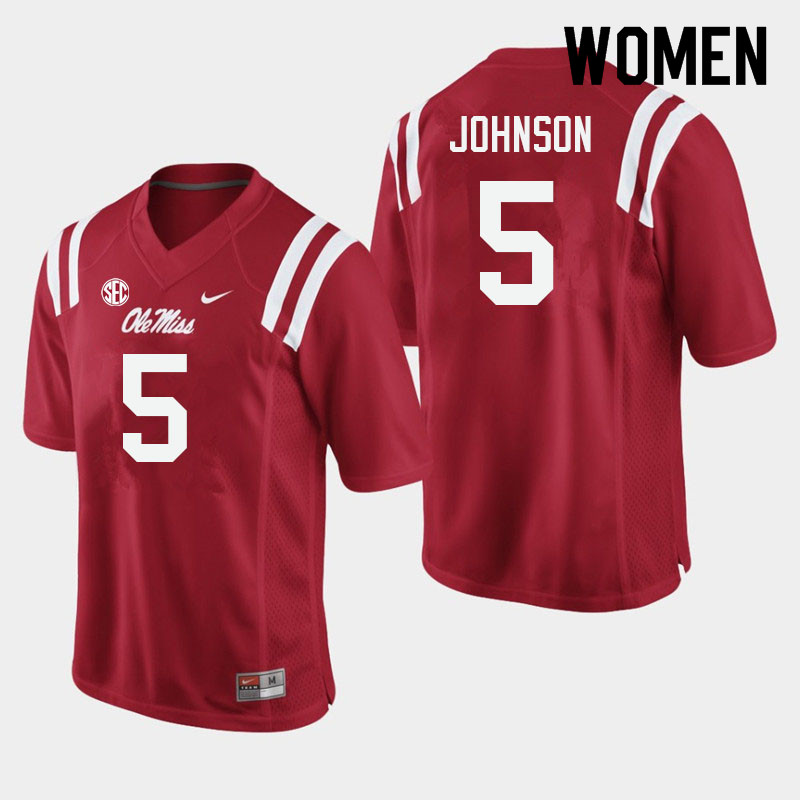 Women #5 Tysheem Johnson Ole Miss Rebels College Football Jerseys Sale-Red